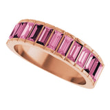 14K Gold Straight Baguette Natural Pink Tourmaline Channel-Set Baguette Ring - Rose Gold - view 5