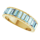14K Gold Straight Baguette Natural Sky Blue Topaz Channel-Set Baguette Ring - Yellow Gold - view 5