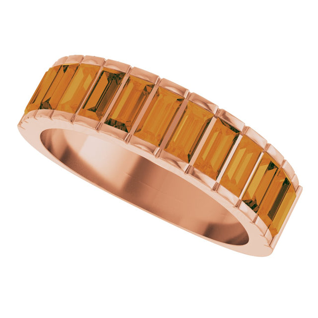 14K Gold Straight Baguette Natural Citrine Channel-Set Baguette Ring - Rose Gold - view 5