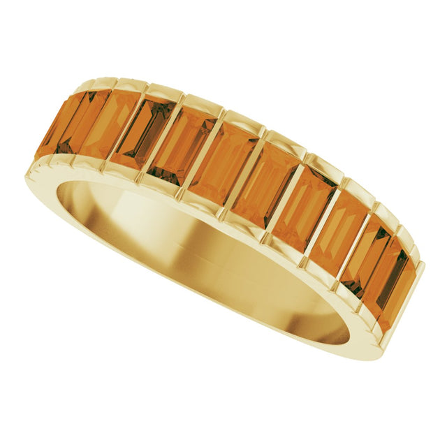 14K Gold Straight Baguette Natural Citrine Channel-Set Baguette Ring - Yellow Gold - view 5