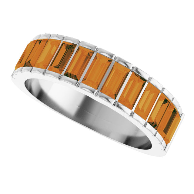 Platinum Straight Baguette Natural Citrine Channel-Set Baguette Ring - view 5