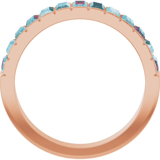 14K Gold Straight Baguette Natural Sky Blue Topaz Channel-Set Baguette Ring - Rose Gold - view 2