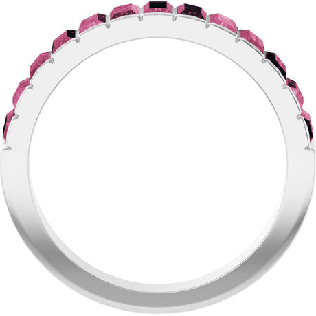 Platinum Straight Baguette Natural Pink Tourmaline Channel-Set Baguette Ring - view 2