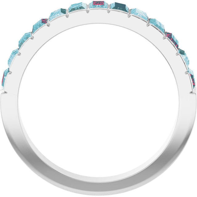 14K Gold Straight Baguette Natural Sky Blue Topaz Channel-Set Baguette Ring - White Gold - view 2