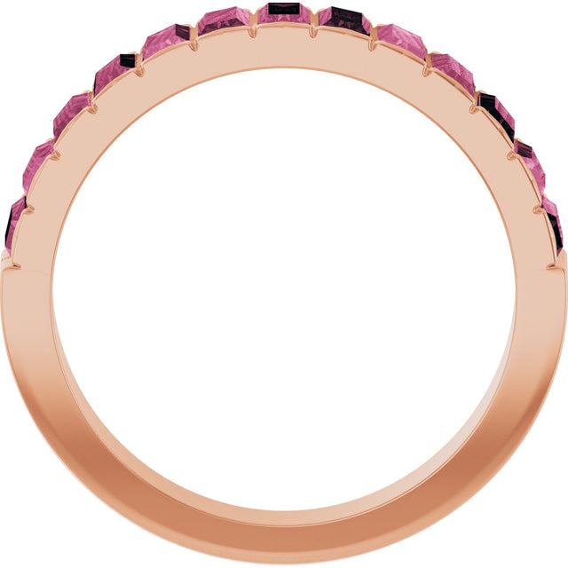 14K Gold Straight Baguette Natural Pink Tourmaline Channel-Set Baguette Ring - Rose Gold - view 2