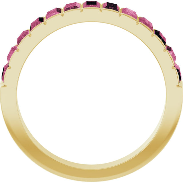 14K Gold Straight Baguette Natural Pink Tourmaline Channel-Set Baguette Ring - Yellow Gold - view 2