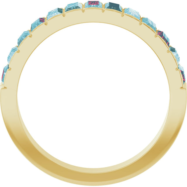 14K Gold Straight Baguette Natural Sky Blue Topaz Channel-Set Baguette Ring - Yellow Gold - view 2