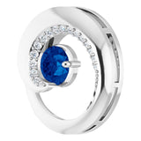 14K Gold Round Natural Blue Sapphire & Natural Diamond Accented Circle Pendant - view 2
