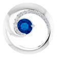 14K Gold Round Natural Blue Sapphire & Natural Diamond Accented Circle Pendant