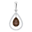 14K Gold Pear Natural Smoky Quartz & Natural Diamond Halo-Style Pendant