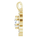 14K Gold Round Natural White Sapphire & Natural Diamond Halo-Style Necklace or Pendant – 3.5-6mm Stones - Yellow Gold - view 3