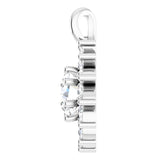 14K Gold Round Natural White Sapphire & Natural Diamond Halo-Style Necklace or Pendant – 3.5-6mm Stones - White Gold - view 3