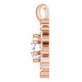 14K Gold Round Natural White Sapphire & Natural Diamond Halo-Style Necklace or Pendant – 3.5-6mm Stones - Rose Gold - view 3