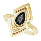 14K Gold Pear Natural Black Onyx Bezel-Set Geometric Ring - Yellow Gold - view 5