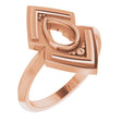 14K Gold Pear Natural Black Onyx Bezel-Set Geometric Ring - Rose Gold