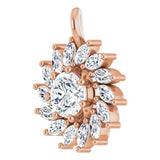 14K Gold Round Natural White Sapphire & Natural Diamond Halo-Style Necklace or Pendant – 3.5-6mm Stones - Rose Gold - view 2