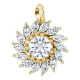 14K Gold Round Natural White Sapphire & Natural Diamond Halo-Style Necklace or Pendant – 3.5-6mm Stones - Yellow Gold
