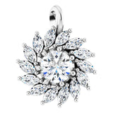 14K Gold Round Natural White Sapphire & Natural Diamond Halo-Style Necklace or Pendant – 3.5-6mm Stones - White Gold