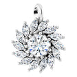 Platinum Round Natural White Sapphire & Natural Diamond Halo-Style Necklace or Pendant – 3.5-6mm Stones