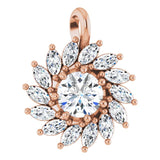 14K Gold Round Natural White Sapphire & Natural Diamond Halo-Style Necklace or Pendant – 3.5-6mm Stones - Rose Gold