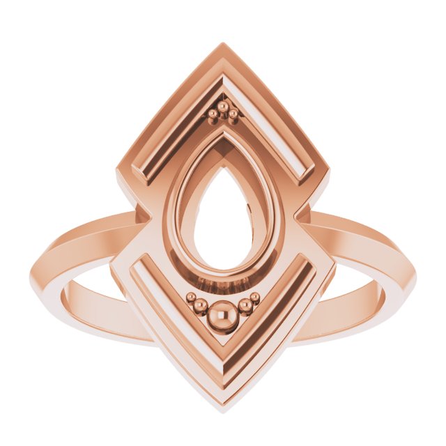 14K Gold Pear Natural Black Onyx Bezel-Set Geometric Ring - Rose Gold - view 5