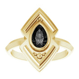 14K Gold Pear Natural Black Onyx Bezel-Set Geometric Ring - Yellow Gold - view 3