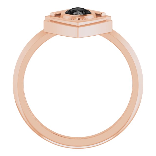 14K Gold Pear Natural Black Onyx Bezel-Set Geometric Ring - Rose Gold - view 4