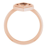 14K Gold Pear Natural Black Onyx Bezel-Set Geometric Ring - Rose Gold - view 3