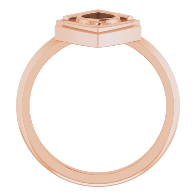 14K Gold Pear Natural Black Onyx Bezel-Set Geometric Ring - Rose Gold - view 3