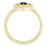 14K Gold Pear Natural Black Onyx Bezel-Set Geometric Ring - Yellow Gold - view 2