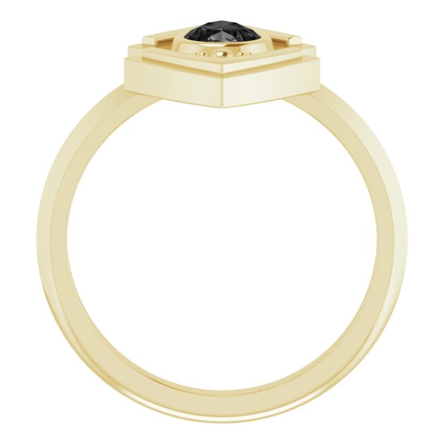 14K Gold Pear Natural Black Onyx Bezel-Set Geometric Ring - Yellow Gold - view 2