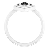 14K Gold Pear Natural Black Onyx Bezel-Set Geometric Ring - White Gold - view 2