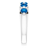14K Gold Round Natural Ceylon Blue Sapphire & Natural Diamond Five-Stone Ring - view 4