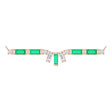 14K Gold Straight Baguette Natural Emerald & Natural Diamond Baguette Bar Necklace - Rose Gold