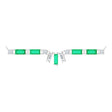Platinum Straight Baguette Natural Emerald & Natural Diamond Baguette Bar Necklace