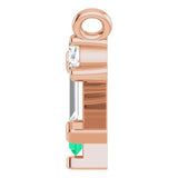 14K Gold Straight Baguette Natural Emerald & Natural Diamond Baguette Bar Necklace - Rose Gold - view 3