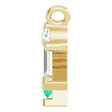 14K Gold Straight Baguette Natural Emerald & Natural Diamond Baguette Bar Necklace - Yellow Gold - view 3