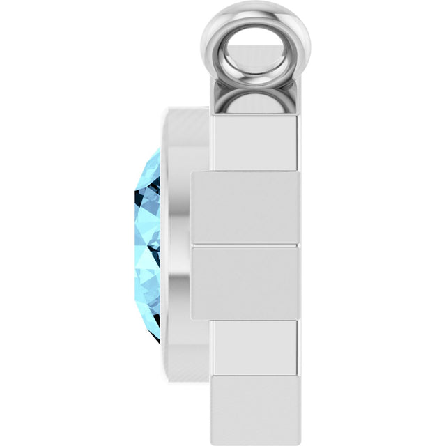 Platinum Round Natural Aquamarine & Natural Diamond Art Deco Necklace - view 3