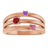 14K Gold Round Natural Multi-Gemstone Negative Space Ring - Rose Gold - view 3