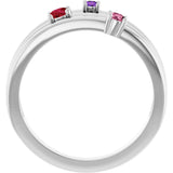 14K Gold Round Natural Multi-Gemstone Negative Space Ring - White Gold - view 2