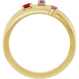 14K Gold Round Natural Multi-Gemstone Negative Space Ring - Yellow Gold - view 2