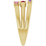 14K Gold Round Natural Multi-Gemstone Negative Space Ring - Yellow Gold - view 4