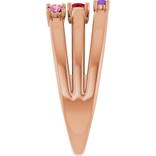 14K Gold Round Natural Multi-Gemstone Negative Space Ring - Rose Gold - view 4