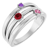 Platinum Round Natural Multi-Gemstone Negative Space Ring