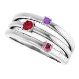 Platinum Round Natural Multi-Gemstone Negative Space Ring - view 5