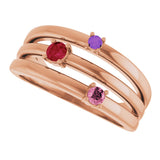 14K Gold Round Natural Multi-Gemstone Negative Space Ring - Rose Gold - view 5