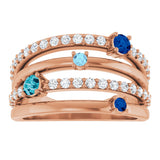 14K Gold Round Natural Diamond Negative Space Ring No. 2 - Rose Gold - view 3