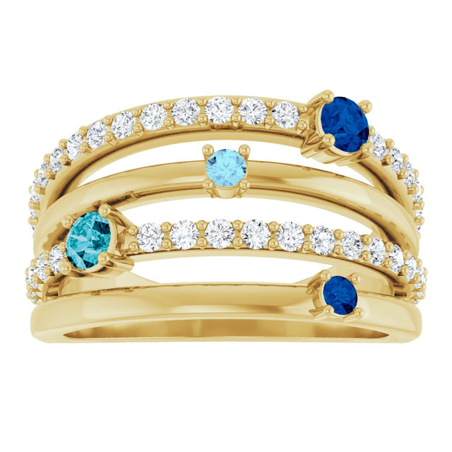 14K Gold Round Natural Diamond Negative Space Ring No. 2 - Yellow Gold - view 3