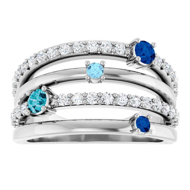 14K Gold Round Natural Diamond Negative Space Ring No. 2 - White Gold - view 3