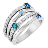 14K Gold Round Natural Diamond Negative Space Ring No. 2 - White Gold